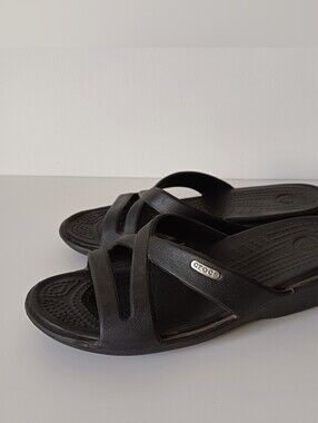 Crocs Black Summer Patricia II Wedge Strappy Sandals Size 7W